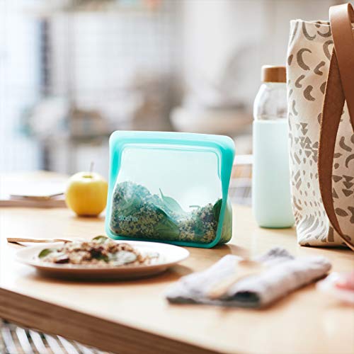 Stasher STSUC02 100% silicona de grado alimenticio reutilizable de almacenamiento, Aqua (Stand-Up Mini) | Bolsa de almuerzo sin plástico | Cocina, tienda, Sous Vide, o congelar | a prueba de fugas