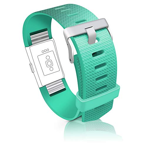 STAY Active Correas de Recambio para Fitbit Charge 2, Reloj Inteligente y Deportivo para Mujer y Hombre | Marca del Reino Unido - Diamante de Silicona (Verde Azulado – Pequeña)