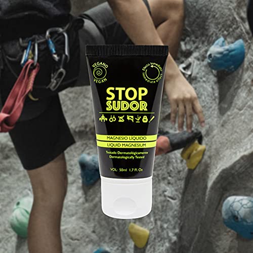 Stop Sudor Magnesio Líquido Aumenta el Agarre. Liquid Chalk. 50ml. Gym, Crossfit, Escalada, Pole Dance, Calisthenics, Gimnasia Rítmica, Fitness, Pesas, Bouldering.