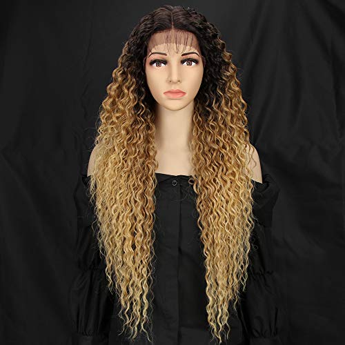 Style Icon Lace Front Wigs Pelucas delanteras del cordón Peluca delantera del cordón Pelucas sintéticas rizadas de para las mujeres Fibra resistente al calor 28 ”/ 71cm