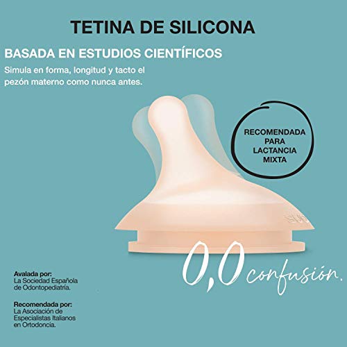 Suavinex Pack Tetina Biberón Zero-Zero Anticólicos, Flujo Medio (M), 2 unidades, +3 meses