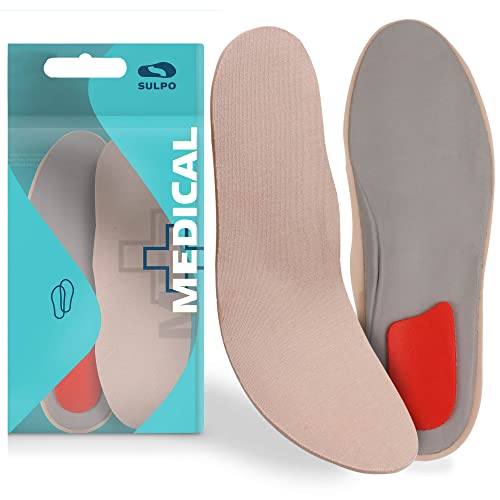 SULPO Plantillas Memory Foam ortopédicas para diabéticos - Plantillas de espuma de algodón - Antibacteriano, antiolor y anti-transpiración - Para mujer y hombre - Para diabéticos y pies planos