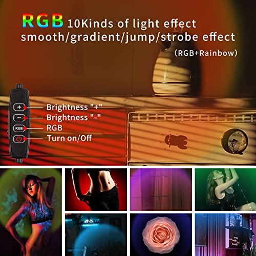 Sunset Projection Lamp,Sunset Light de Trípode & Poste de extensión,Rotación de 360 °USB LED Sunset Projector Light,Lámpara RGB Rainbow Sunset Lámpara LED Luz de noche por Danza Partido Foto Vlog