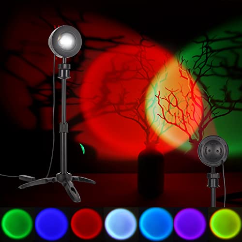 Sunset Projection Lamp,Sunset Light de Trípode & Poste de extensión,Rotación de 360 °USB LED Sunset Projector Light,Lámpara RGB Rainbow Sunset Lámpara LED Luz de noche por Danza Partido Foto Vlog