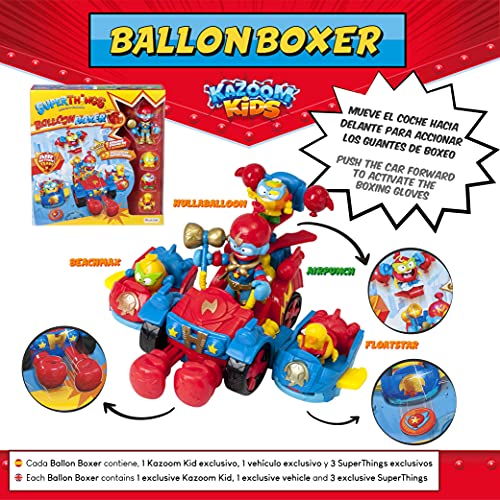 SuperThings Kazoom Kids – Ballon Boxer y Pack Sorpresa 16 Sets | Contiene Ballon Boxer, 10 Sobres One Pack, 4 Kazoom Sliders y 2 Kazoom Kids | Juguetes y Regalos para Niños Cumpleaños