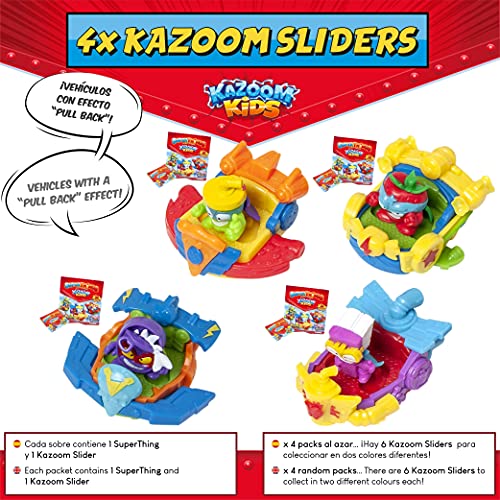 SuperThings Kazoom Kids – Ballon Boxer y Pack Sorpresa 16 Sets | Contiene Ballon Boxer, 10 Sobres One Pack, 4 Kazoom Sliders y 2 Kazoom Kids | Juguetes y Regalos para Niños Cumpleaños