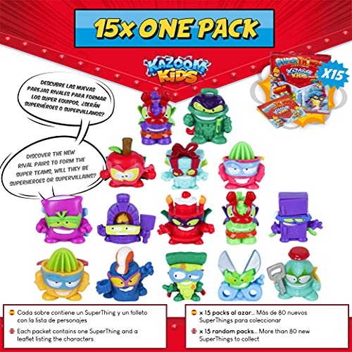 SuperThings Kazoom Kids - Blíster 10 Pack y Pack Sorpresa 20 Sets | Contiene Blister 10 Pack, Blister 6 Kazoom Slider, 15 Sobres One Pack, 3 Kazoom Kids y Lata Team Terrible| Juguetes para Niños