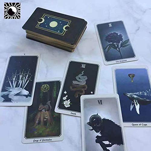 Tarjetas Tarot de 78pcs Anima Mundi, diseño de Oro Plateado, para el Juego de Mesa para Principiantes (Edición en inglés)