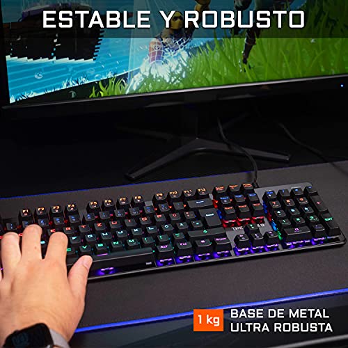 THE G-LAB Combo Carbon Pack Teclado y Ratón Gamer RGB - Teclado Mecánico Gaming con Leds Retroiluminados, Switches Azules, QWERTY Español Layout + Ratón Gaming RGB - 7200 dpi - PC/PS5/Xbox Series X