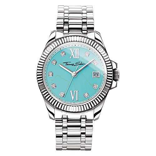 Thomas Sabo Reloj Analogico para Mujer de Mecánico con Correa en Acero Inoxidable WA0317-201-215-33