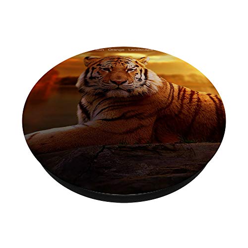 Tigre Sunset Fantasy - Animales Amante Foto Imagen PopSockets PopGrip Intercambiable