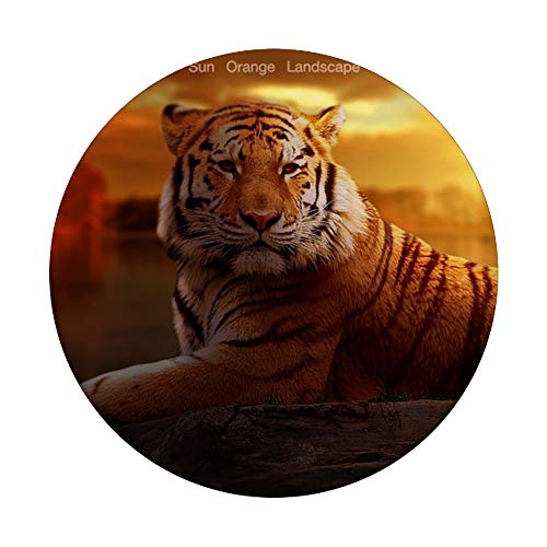 Tigre Sunset Fantasy - Animales Amante Foto Imagen PopSockets PopGrip Intercambiable