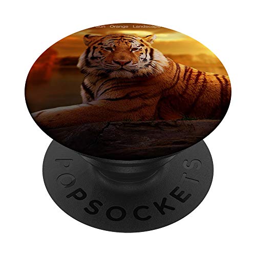 Tigre Sunset Fantasy - Animales Amante Foto Imagen PopSockets PopGrip Intercambiable