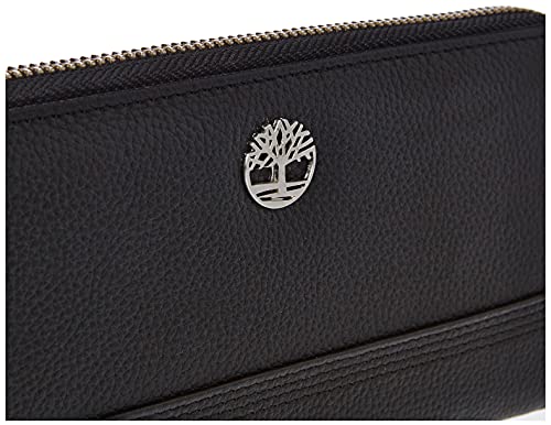 Timberland Bolso de Mano con Cremallera de Cuero para Mujer con Correa de muñeca, Negro (Pebble), Talla única, Cartera de Piel con Cremallera Alrededor y Correa de muñeca