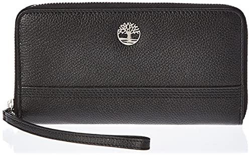 Timberland Bolso de Mano con Cremallera de Cuero para Mujer con Correa de muñeca, Negro (Pebble), Talla única, Cartera de Piel con Cremallera Alrededor y Correa de muñeca