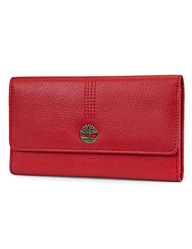 Timberland Cartera de Cuero con Solapa RFID Organizador Cluth, Billetera para Mujer, Cereza (Pebble), Talla de un Talla