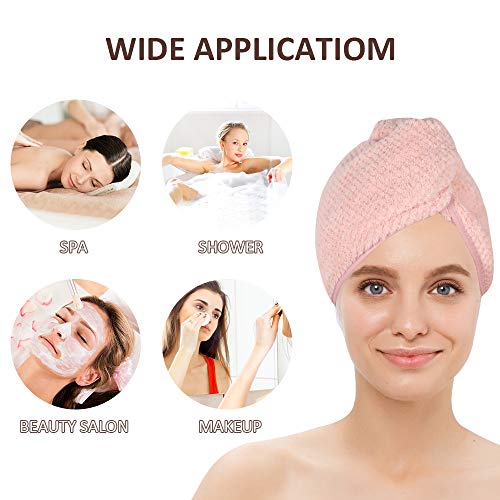 Toalla de Secado de Pelo, m zimoon Toalla Turbante de Microfibra Súper Absorbente Cabello Turbante de Secado Rápido para Pelo para Ducha, SPA, Maquillaje (2pcs, Marrón y Rosa)