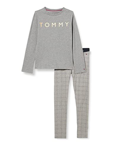 Tommy Hilfiger LS Legging Set Juego de Pijama, Mid Grey HT/Window Pane, 10-12 Años para Niñas