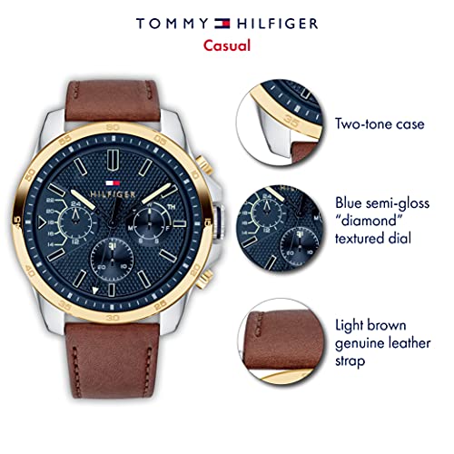 Tommy Hilfiger Reloj Multiesfera para Hombre de Cuarzo con Correa en Cuero 1791561