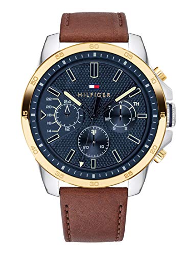 Tommy Hilfiger Reloj Multiesfera para Hombre de Cuarzo con Correa en Cuero 1791561