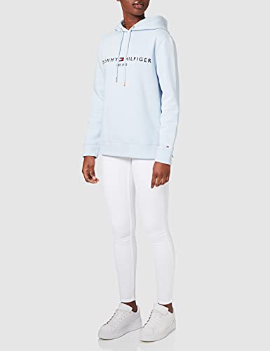 Tommy Hilfiger TH ESS Hilfiger Hoodie LS Sudadera con Capucha, Breezy Blue, M para Mujer