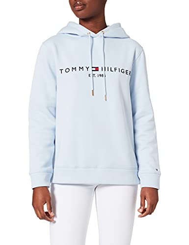 Tommy Hilfiger TH ESS Hilfiger Hoodie LS Sudadera con Capucha, Breezy Blue, M para Mujer