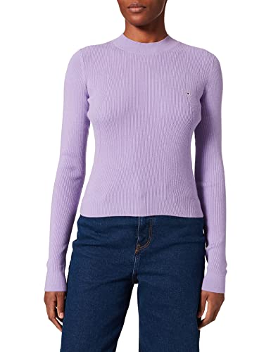 Tommy Jeans TJW Essential Rib Sweater Suter, Violet Viola, XL para Mujer