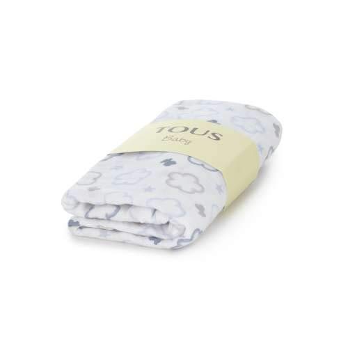 TOUS BABY - Muselina con Estampado de Flores y Osos para tu bebé. (0 a 36 Meses) (Celeste)