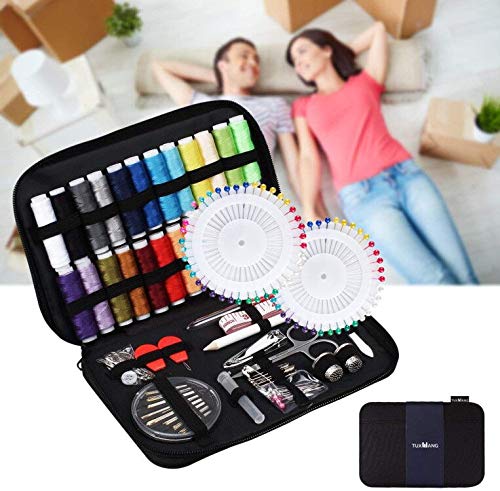 TUXWANG Kit de Costura con 130 Piezas Accesorios de Costura Premium con Funda de Transporte, 24 carretes de Hilo - 100 m de Gran tamaño, 1 Paquete de Agujas de Coser (Cuenta 30) costurero de Viaje