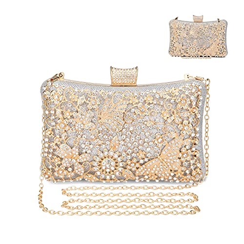 UBORSE Ceremonia de mujer de embrague, Bolso de mano de noche Bolso de mano con estilo Mini Bolso de hombro de Bling de Rhinestone Fiesta Fiesta Cóctel