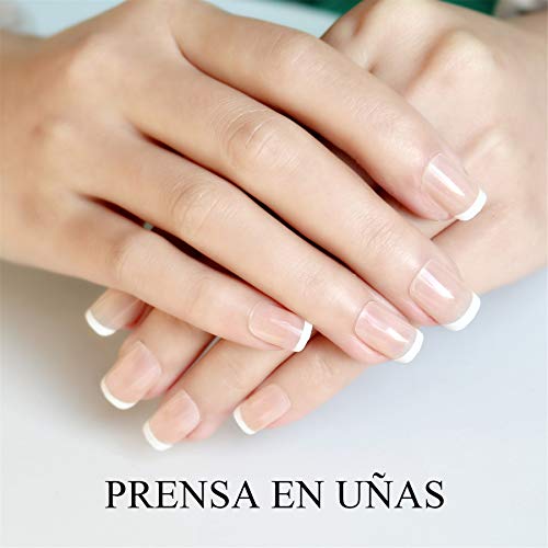 Uñas Postizas Manicura Francesa Rosa Natural Uñas Cortas Puntas de Uñas Falsa Artificial Arte del Uñas 24 Piezas