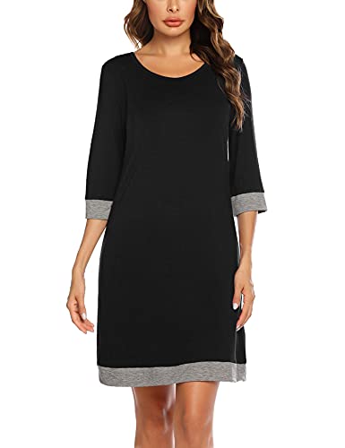 UNibelle Still - Camisón de noche para mujer, de invierno, para embarazadas, tallas S-XXL, Negro , L