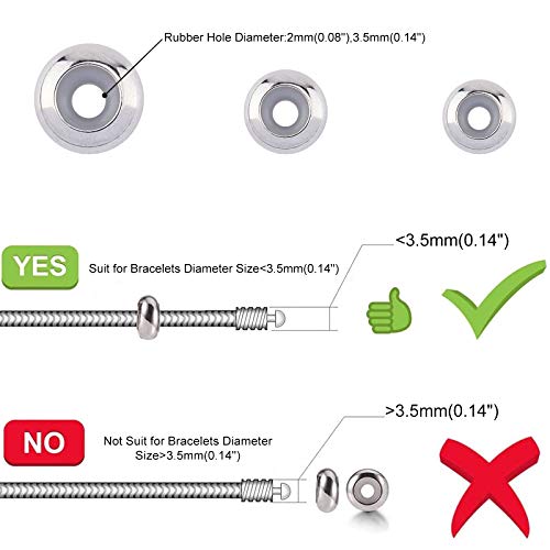 UNICRAFTALE Aproximadamente 30 Uds 6/8/10mm Cuentas de Tapón de Colores Mezclados con Cuentas Deslizantes de Goma Rondelle Cuentas Espaciadoras Cuentas Sueltas de Metal de Acero Inoxidable