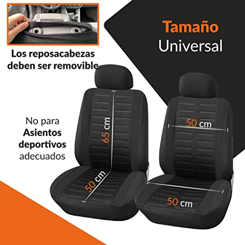 Upgrade4cars Fundas Asientos Delanteros Coche Universales Negro Protector de Asiento Delantero para Conductor y Copiloto Accesorios Interior para Mujer y Hombre