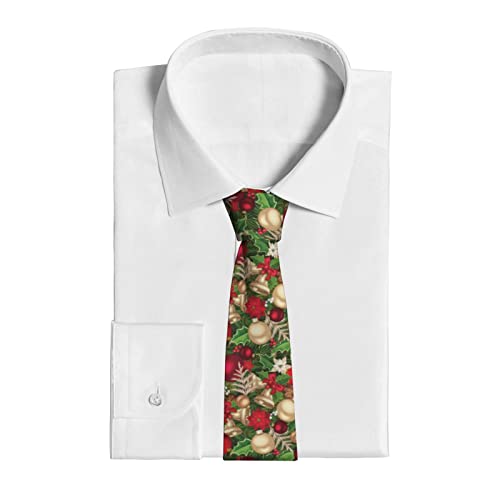 Vaca Ocultar Con Corazones Moo Love Print Hombres De seda Corbata Cravat Jacquard Lujo Floral Patrón Boda Negocios, Árbol abeto Hojas Bolas Flores Baya, Taille unique