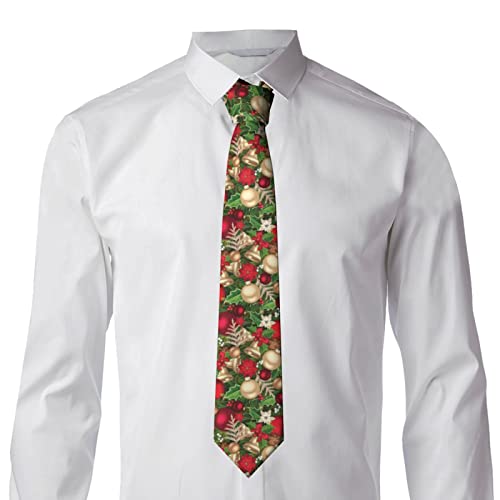 Vaca Ocultar Con Corazones Moo Love Print Hombres De seda Corbata Cravat Jacquard Lujo Floral Patrón Boda Negocios, Árbol abeto Hojas Bolas Flores Baya, Taille unique