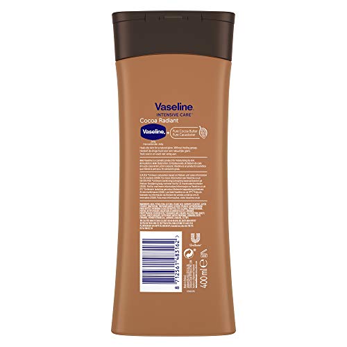 Vaseline Intensive Care Cocoa Radiant 100% manteca de cacao Loción Corporal para piel seca 400ml