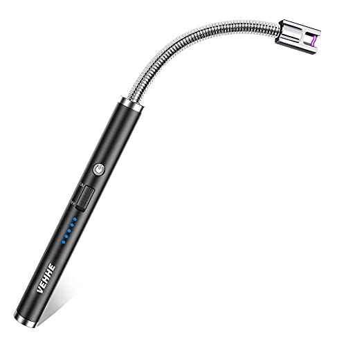 VEHHE Encendedor Electrico, Encendedor Cocina Arco Eléctricos, con USB Chargable y Pantalla LED de batería Cuello Flexible Extendido Encendedor para Velas, Estufas de Gas, Camping Barbacoa