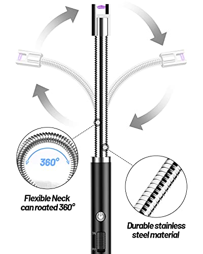 VEHHE Encendedor Electrico, Encendedor Cocina Arco Eléctricos, con USB Chargable y Pantalla LED de batería Cuello Flexible Extendido Encendedor para Velas, Estufas de Gas, Camping Barbacoa