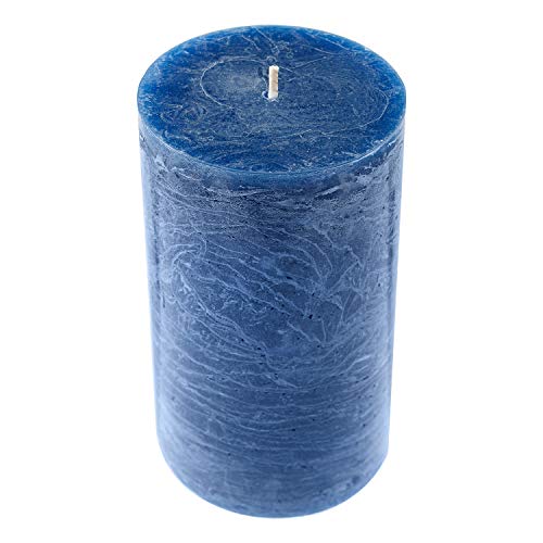 Velas de pilar de 3 x 6 sin perfume – Juego de 3 velas de cera vertidas a mano | Sin humo, decoración de combustión limpia para el hogar, bodas, iglesia, eventos, azul oscuro