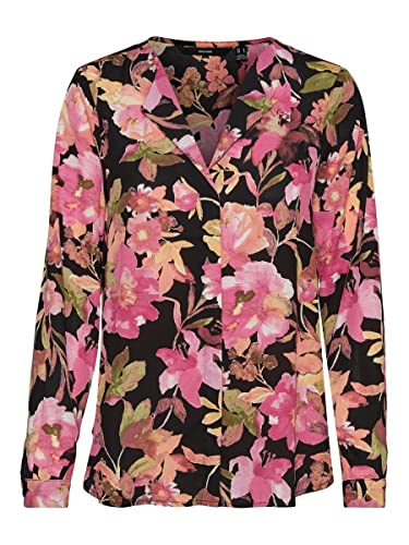 Vero Moda Blusa de manga larga, fantasía floral y cuello en V., Fantasía, XS