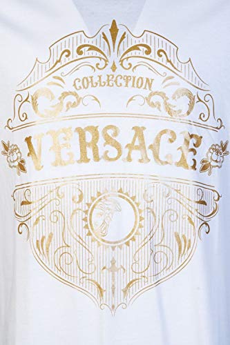 Versace Colección Algodón Impreso Logo Camiseta Blanca