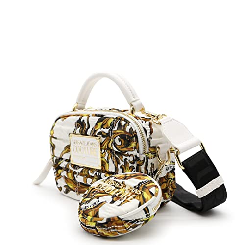 Versace JEANS COUTURE Camerabag de correa mediana de nailon acolchado blanco Regalia Baroque con mini carteras 72VA4BX2