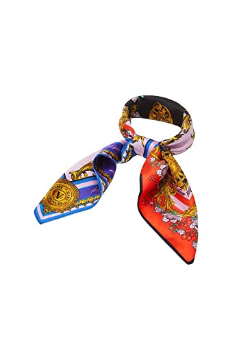 Versace JEANS COUTURE Pañuelo de seda multicolor con impresión Regalia Baroque y Sun Flower Garland. 72HA7H01