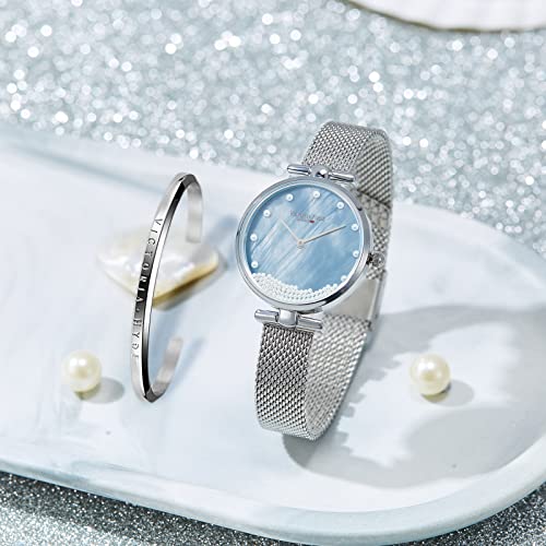 VICTORIA HYDE Reloj de Pulsera analógico de Cuarzo para Mujer con Esfera de nácar (Plata)