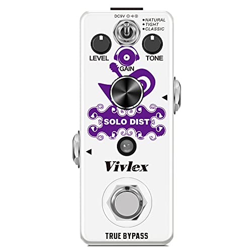 Vivlex Pedal de efectos de guitarra de distorsión de alta ganancia Mini Pedal de crunch de pila de distorsión de sonido británico analógico para guitarra eléctrica True Bypass LEF-301B