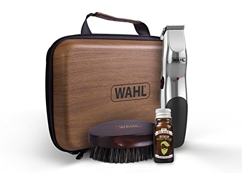 Wahl - Recortadora de barba para hombres, kit de cuidado de la barba para hombres con aceite de barba y cepillo para barba, recortadora de rastros, set de aseo masculino