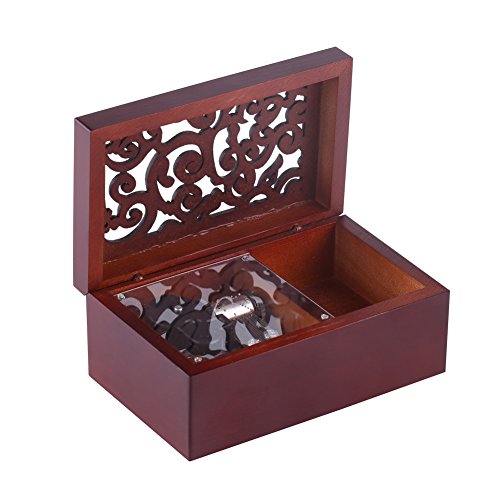 Walfront Caja de M¨²Sica de Madera, Caja Musical de 18 Nota Wind Up Caja de M¨²Sica Caja de Maquillaje Decoraci¨®n de Hogar Regalo (Silver/Edelweiss)