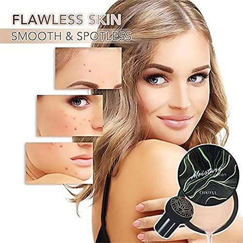 Waterproof Flawless Air Cushion Foundation, Mushroom Head Air Cushion CC Cream Foundation Cover Concealer, Even Skin Tone Makeup Base (Natural 2pcs)