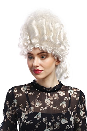 WIG ME UP- 91029-ZA62 Peluca señoras Carnaval históricamente nobleza barroca Blanco Peinado Pompadour Colmena Torre de Reina María Antonieta de 50 cm